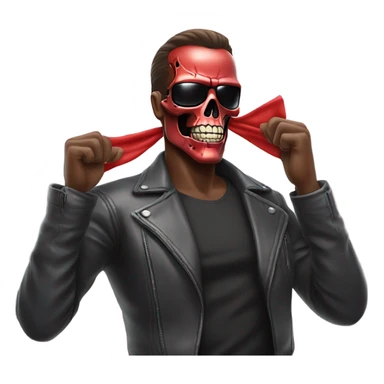 Terminator dancing with red handkerchief in left hand sticker