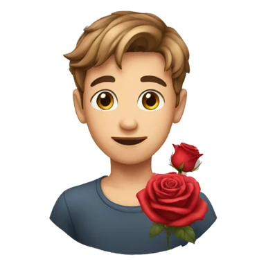 A boy with rose sticker