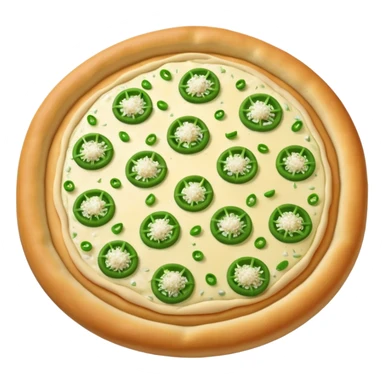 golden brown pizza dough topped with green garlic scapes sticker