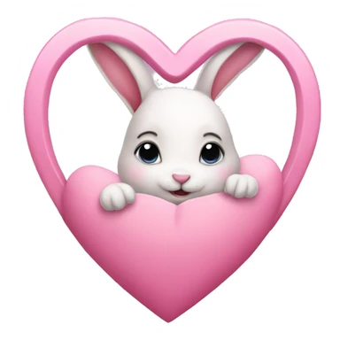 pink heart with bunny sticker