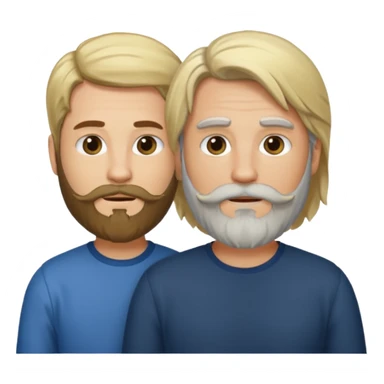 Man with a beard and long hair gathered with another short-haired blond man sticker