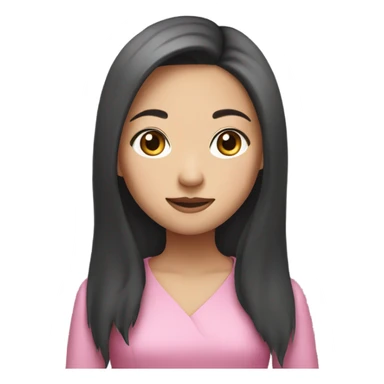 Asian girl with long hair wearing a pink dress sticker