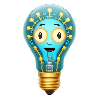 emoji representing creative technology, a lightbulb with digital circuits sticker