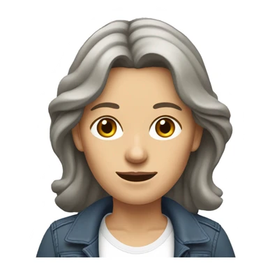 A middle-aged European woman, thin, with long, wavy brown hair. The woman has jeans and a loose T-shirt. She wears dark sneakers. A full-body image. sticker