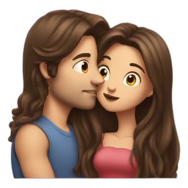 a guy with long hair and a brunette girl kissing sticker
