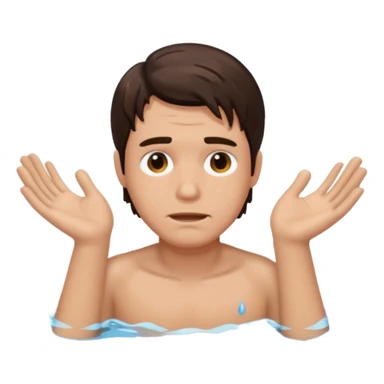 clothed brunette Man drowning sticker