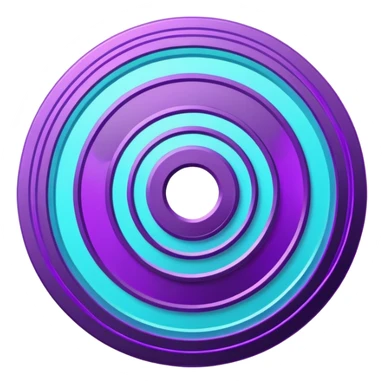Flat bullseye target emoji, 2D icon, concentric rings, neon purple and cyan holographic glow, dark background, digital tech style, abstract sparkles, no depth, no face sticker