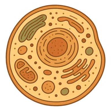 Anatomical illustration of a human cell. Smooth 3D style, soft shading, clean and simple design.
 sticker