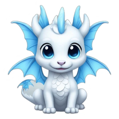 cute fairy White dragon with blue wings sticker