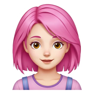 girl with pink hair, cheerful expression sticker