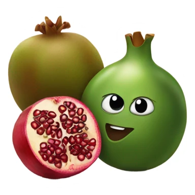 one kiwi and one pomegranate close to each other sticker
