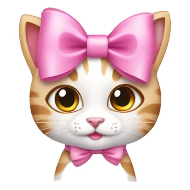 pretty pink bow on cat cartoon style sticker