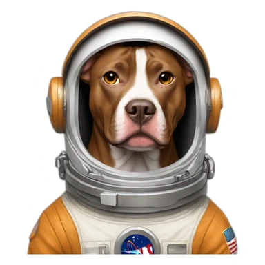brown Pitbull dog wearing an astronaut suit. sticker