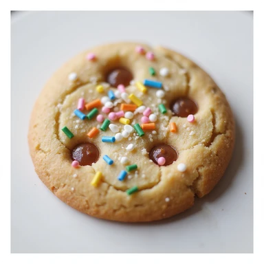 realistic sugar cookie with sprinkles, photorealistic style sticker