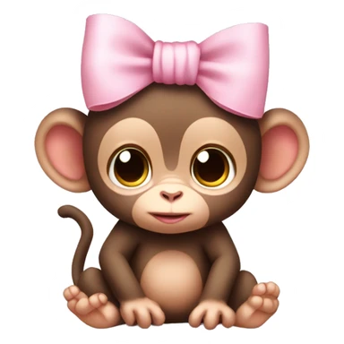 cute baby monkey with light pink bow on the side of its head sticker