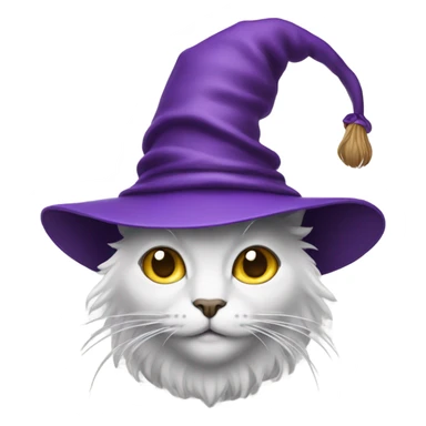 Wizard with a purple hat a cat sticker