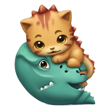 Dinosaur hugging a kitten sticker