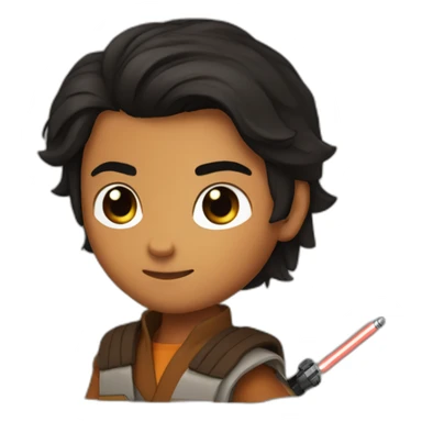 Ezra bridger long hair with lightsaber sticker
