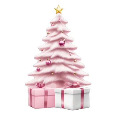 Light pink Christmas gifts under a white Christmas tree  sticker