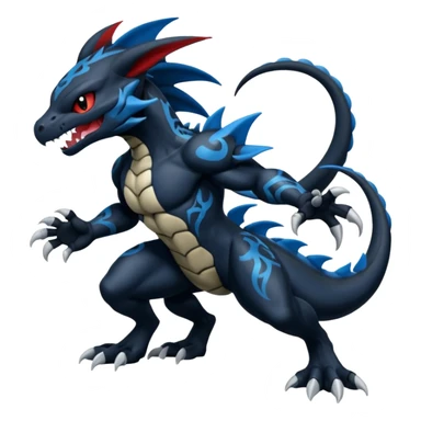 Black and Blue Venom-Stitch-Zekrom-Salandit-Sneasel-fusion, full body, tribal markings  sticker