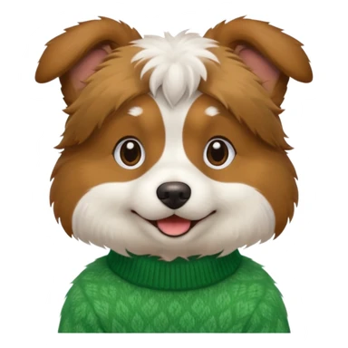 dog wear a green sweater sticker