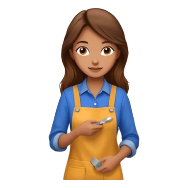 beautiful girl with long brown hair constructing new kitchen cabinets sticker