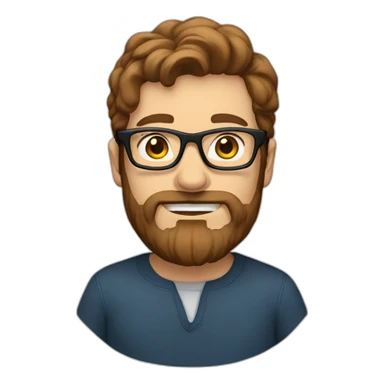 white man with brown hair and beard wearing glasses sticker
