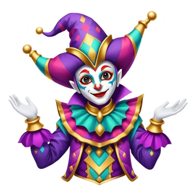 Harlequin jester, magical jester, space jester  sticker