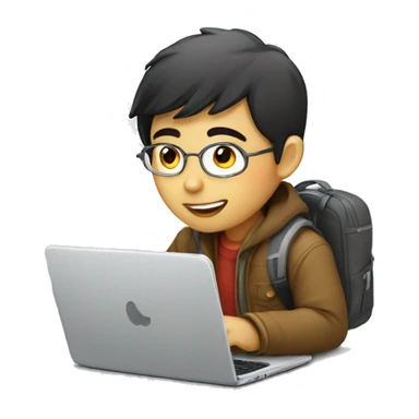 Graphic Designer asian boy with laptop sticker