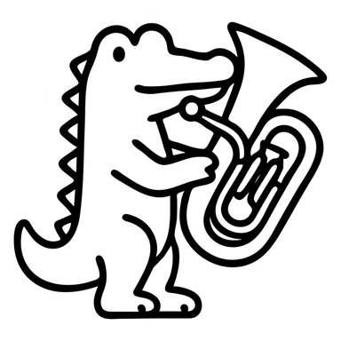 Crocodile playing a bombardino brass instrument sticker