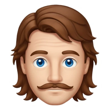 Benson Boone (b.2002) blue eyes, brown wavy hair and thin mustache sticker