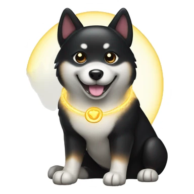 Black Shiba Inu smiling face with halo sticker