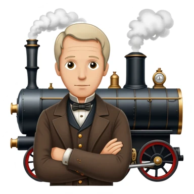 Richard Trevithick with a steam engine sticker