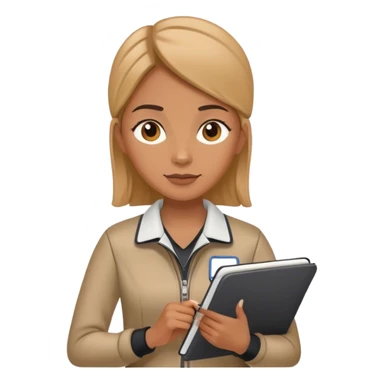  female sport coach with coach wear and holding a notebook sticker