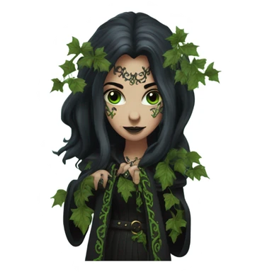 the morrigan gothversion green man vines style furr robe stylish boots sticker