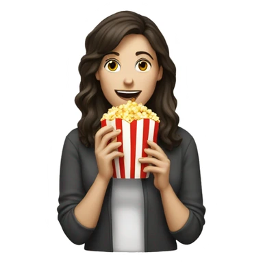 White brunette woman eating popcorn  sticker