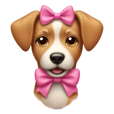 Cute light brown dog with a  pink bow sticker