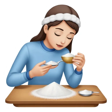 Person sniffing powdered sugar off a table  sticker