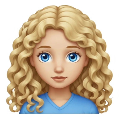 Girl with Long curly middle blond Hair Blue eye and light Skin  sticker