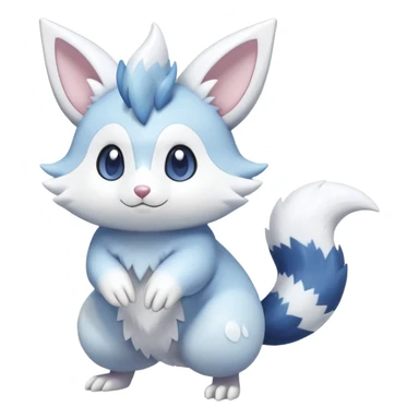 Shiny White Pastel Snowy Icy Sparkly Cute Furret-Meowstic-Zangoose-Hybrid (Full body) sticker