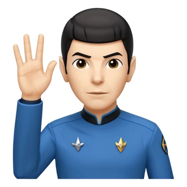 Spock with the Vulcan salute with Starfleet blue uniform (Star Trek) no green face sticker