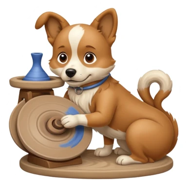 A dog behind Pottery wheel sticker