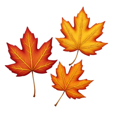 3 autumn leaves, blowing the left in the wind, white background sticker