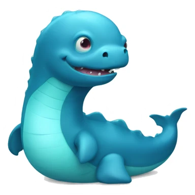 a cute blue lochness monster that is a little fat sticker