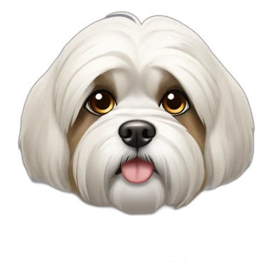 lhasa apso with short white fur and dark brown spots on body and around both eyes sticker