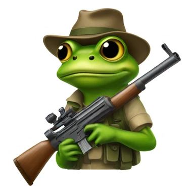 A frog with a rifle sticker