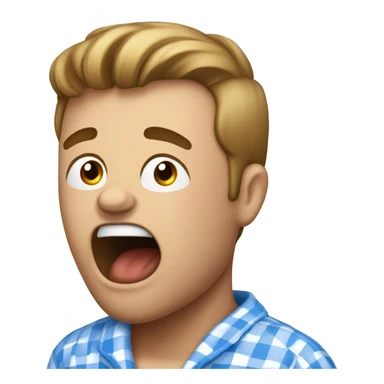 Man with blue checkered pyjamas yawning  sticker