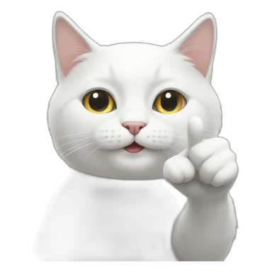 White cat gives a thumbs up sticker