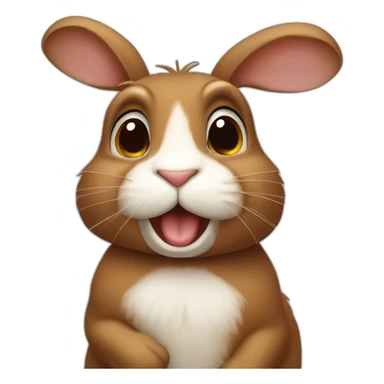 Brown rabbit with hanging ears blows a kiss sticker
