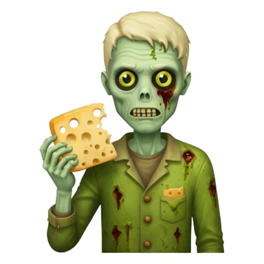 man zombie holding moldy cheese piece sticker